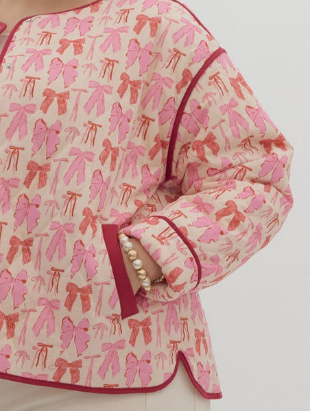 Camille Bow Coquette Jacket - Pink