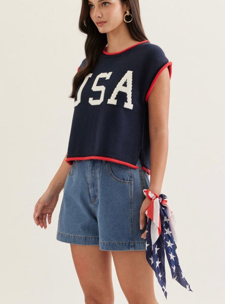 USA Knit Top - Navy