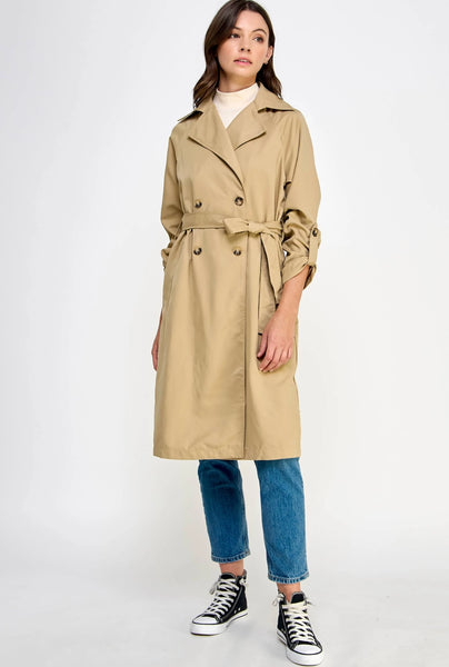 Jefferson Heights Long Trench Coat - Khaki