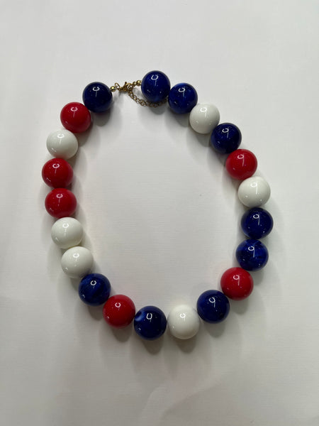 Celestine Beaded Necklace - Red White Blue