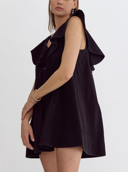 Stella Ruffle Mini Dress - Black