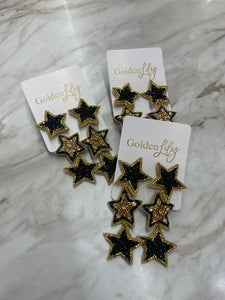 Star Dangles - Black & Gold