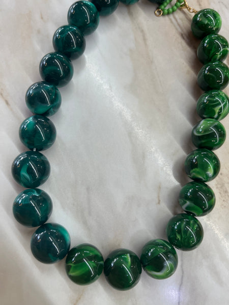 Celestine Beaded Necklace - Green Mix
