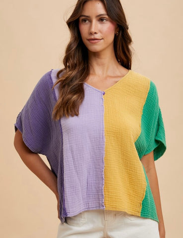 Bertolino Dr Mardi Gras Gauze Top