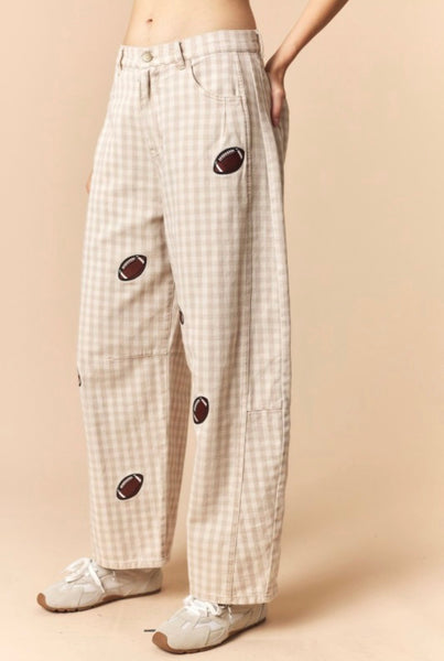 Football Daze Gingham Barrel Jeans