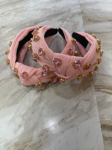 Crystal Heart Headband - Light Pink