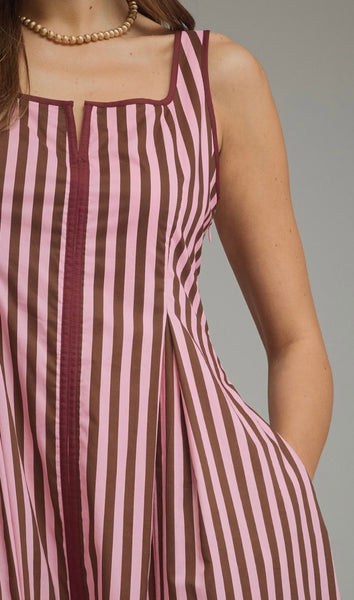 Noah Midi Dress - Pink Brown