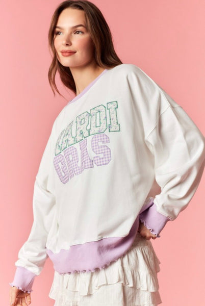 Mardi Gras Patch Embroidered Sweatshirt