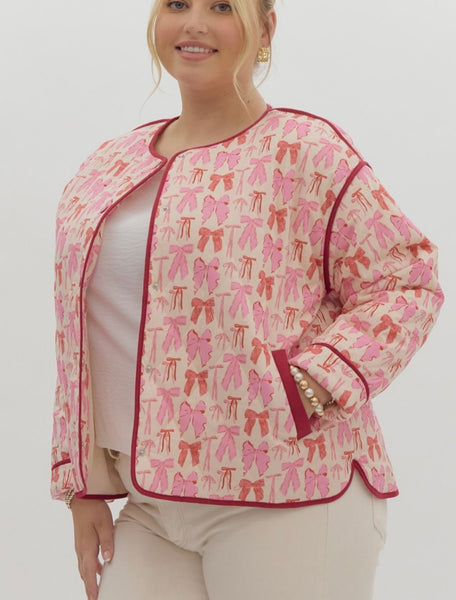 Camille Bow Coquette Jacket - Pink