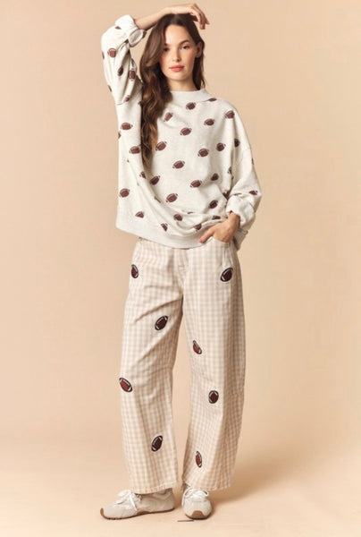 Football Daze Gingham Barrel Jeans