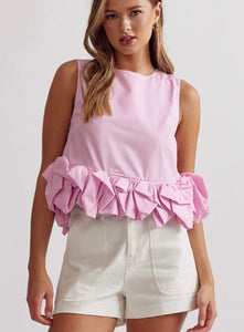 Founders Ct Bubble Hem Top - Baby Pink