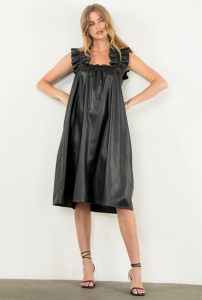 THML - Adelle Leather Midi Dress