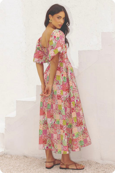 Lucy Contrast Piping Maxi Dress