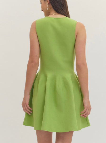 Olivia Solid Dress - Green Tea