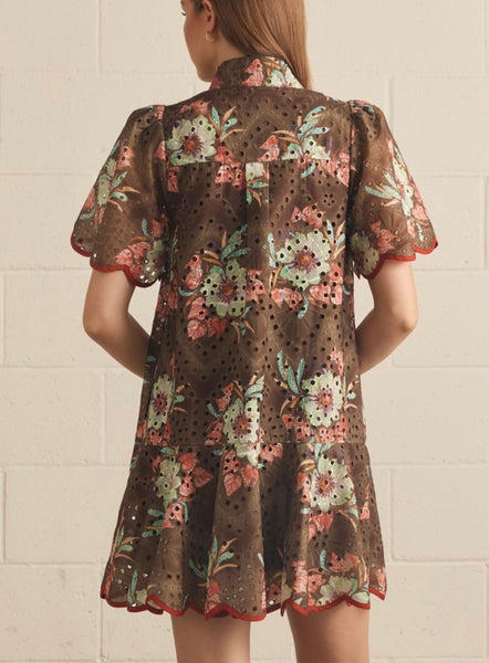 Hunter Floral Mini Dress - Brown