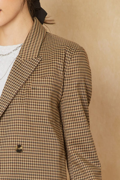 Beverly Knoll Gingham Cropped Jacket - Brown