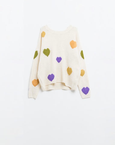 Driftwood Blvd Mardi Gras Heart Sweater