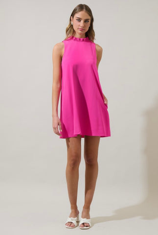 Benson Mini Dress - Neon Fuschia