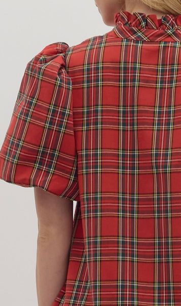 Genesis Plaid Mini Dress - Red