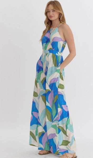 Luna Printed Jumpsuit - Blue
