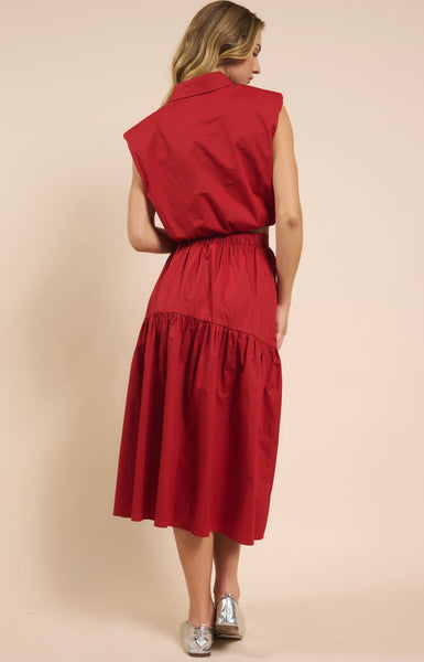 Sadie & Sage - Shades On Midi Skirt Set - Poppy Red