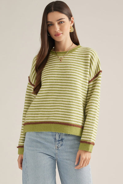 Madden Stripe Sweater - Martini Olive
