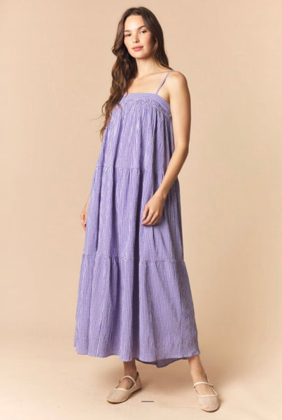 L-S-U! L-S-U! Gingham Maxi Dress - Purple