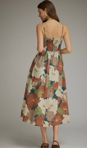 Shane Floral Midi Dress - Teal