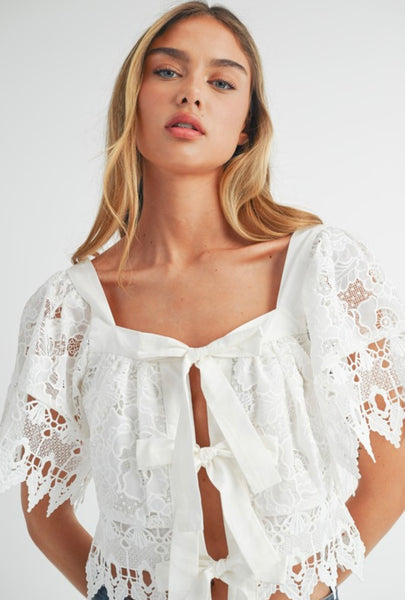 Mable - Crochet Lace Top - Off White