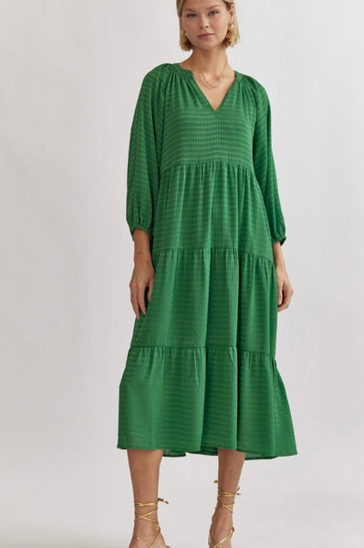 Oklahoma Grid Print Dress - Kelly Green