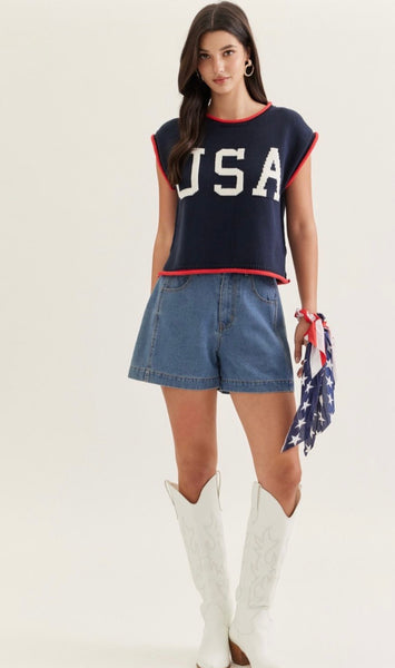 USA Knit Top - Navy