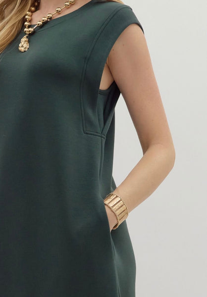 Adeline Solid Midi Dress - Forrest