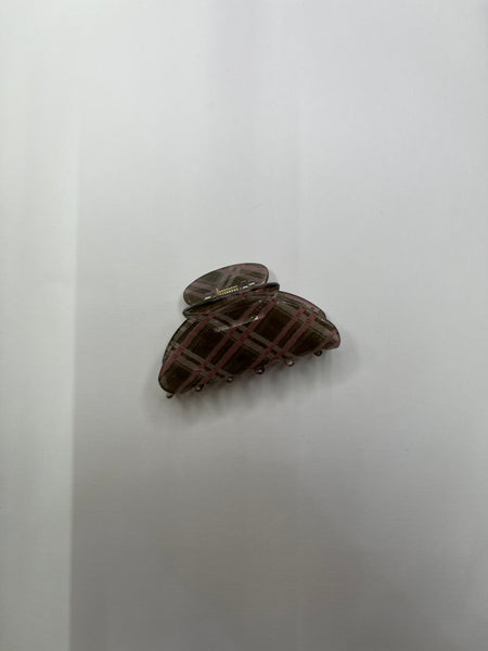 Olive Pink Plaid Clips