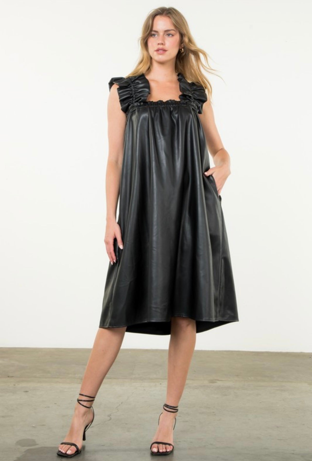 THML - Adelle Leather Midi Dress