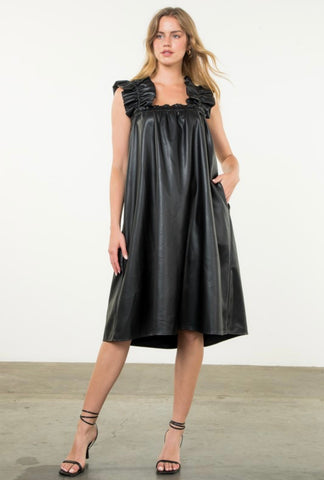 THML - Adelle Leather Midi Dress