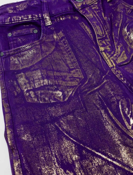 Dolphin Ct Wide Leg Denim - Purple Metallic