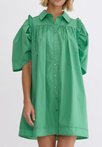 South America Collar Dress - Green