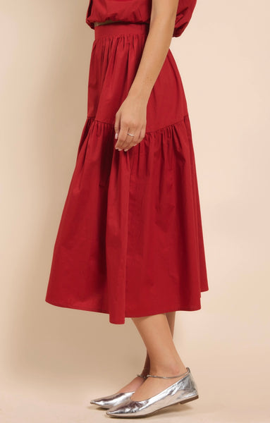 Sadie & Sage - Shades On Midi Skirt Set - Poppy Red