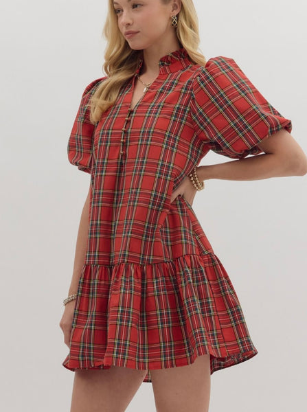Genesis Plaid Mini Dress - Red