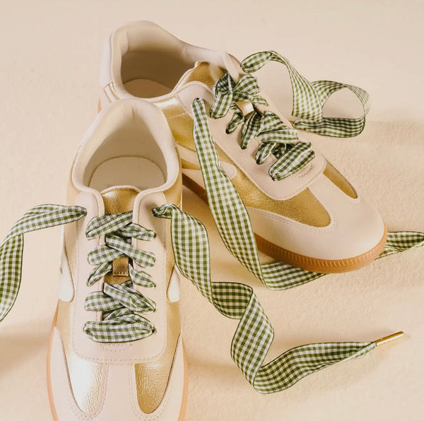 [PREORDER] Step It Up Shoelaces - Gingham Green