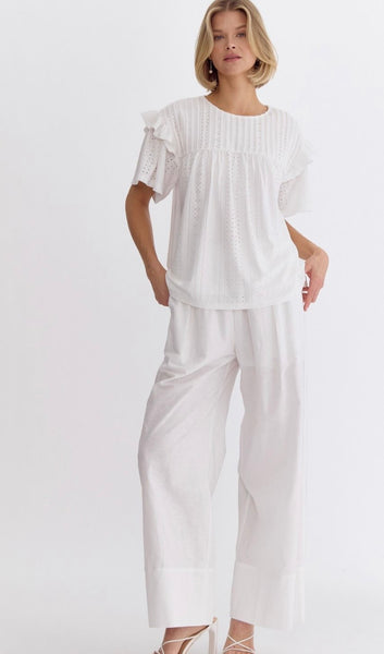 Aurora Ruffle Top - White