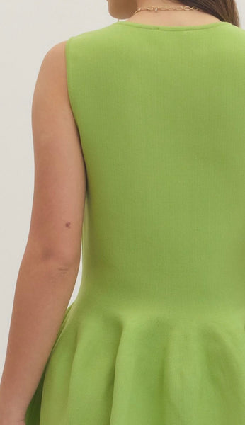 Olivia Solid Dress - Green Tea