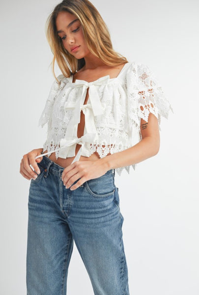 Mable - Crochet Lace Top - Off White