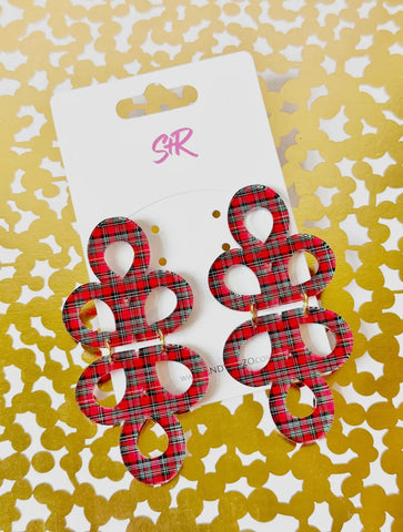 [PREORDER] Red Plaid Acrylic Janey Dangle Earring