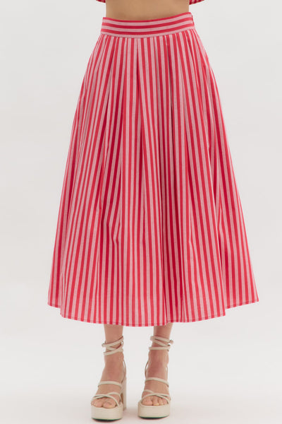 Layla Midi Skirt & Top Set - Red