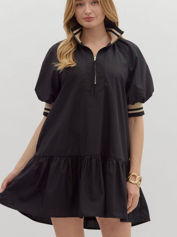 Sadie Puff Sleevee Mini Dress - Black