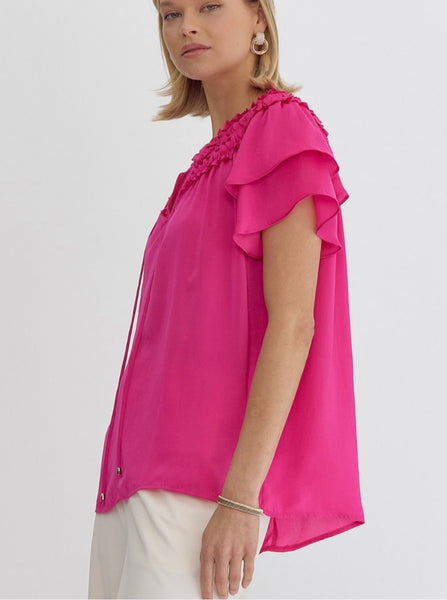 Elizabeth Ruffle Top - Pink