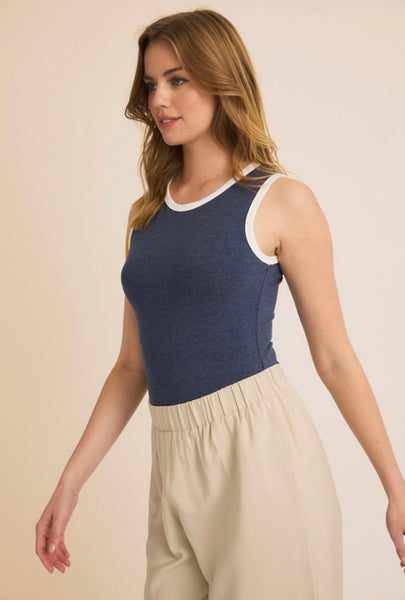 Luna Sleeveless Bodysuit - Navy
