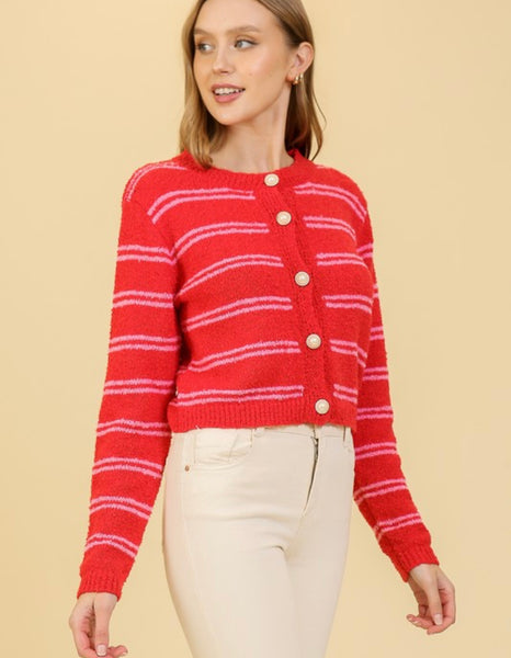 Carriage Pl Striped Cardigan