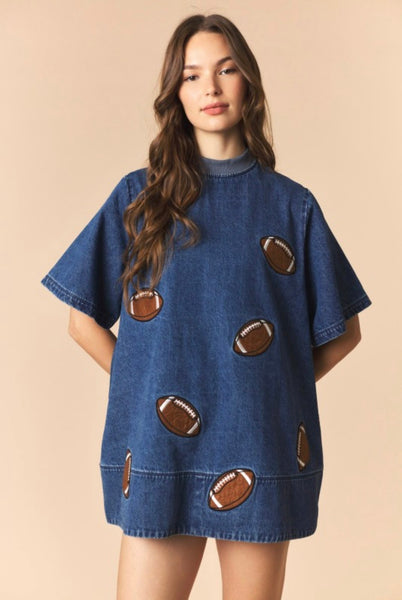 Football Season Denim Miini Dress